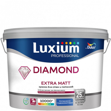 Краска Luxium Prof Diamond Ext Matt глуб/мт BW 9л - КОЛОРЛОН ВТД Новосибирск
