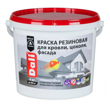 "DALI" краска резиновая для кровли, цоколя, фасада, черный RAL 9005 - 6 кг - КОЛОРЛОН ВТД Новосибирск