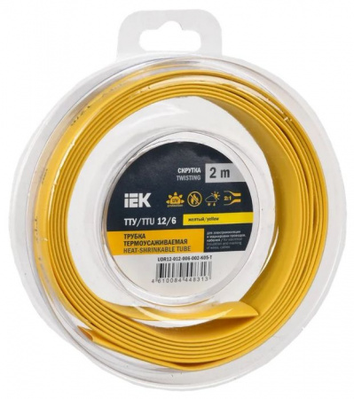 Трубка ТУТ нг-LS 12/6 желтая (2м) IEK - КОЛОРЛОН ВТД Новосибирск