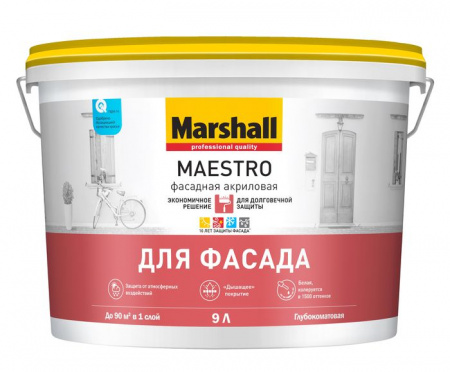 MAESTRO Фасадная краска BC 9 л глубокоматовая в/д ( латексная) краска для фасадных поверхностей , ба - КОЛОРЛОН ВТД Новосибирск