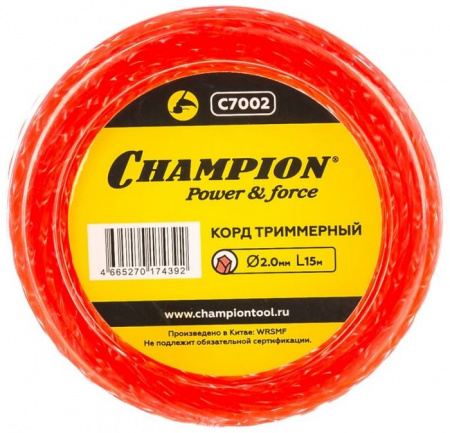 Леска CHAMPION  Twisted Square 2.0мм* 15м (витой квадрат) - КОЛОРЛОН ВТД Новосибирск