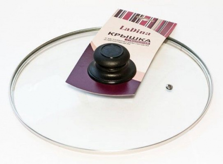 Крышка стеклянная металл обод, пароотвод, пластм ручка Д26см/30  4626 - КОЛОРЛОН ВТД Новосибирск