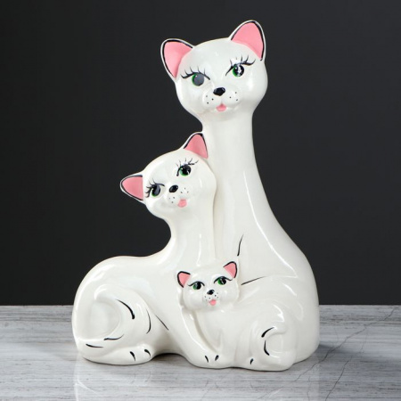 Копилка "Коты семья", глазурь, белая, 32 см 4298639 - КОЛОРЛОН ВТД Новосибирск