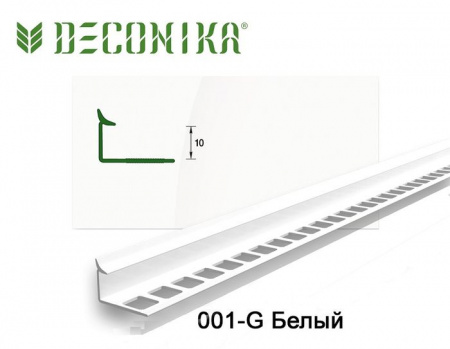 Профиль внутренний для плитки 10мм 2,5м "Деконика", Белый глянцевый - КОЛОРЛОН ВТД Новосибирск