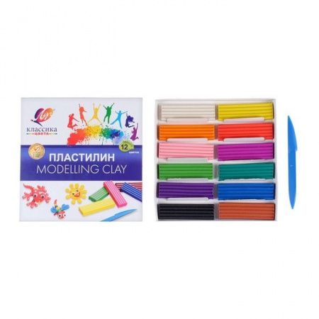 Пластилин ЛУЧ "Классика" (12цв. 240г.) 7с331 со стеком - КОЛОРЛОН ВТД Новосибирск