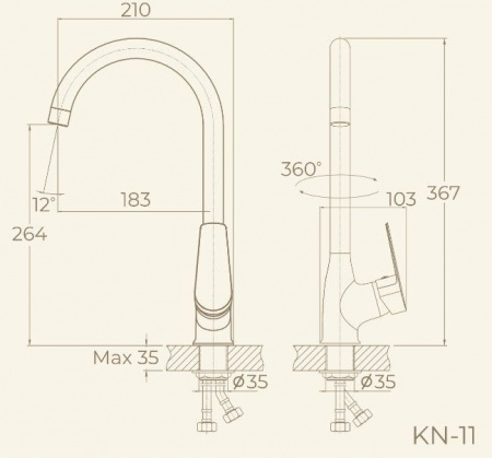Смеситель Для Кухни Knotlor Kn-11 - КОЛОРЛОН ВТД Новосибирск