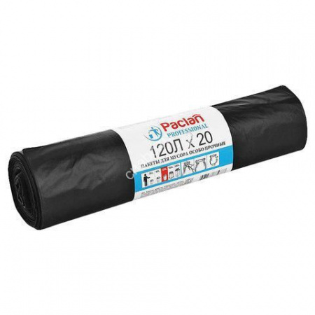 Мешки для мусора  50шт 120л "PROFESSIONAL BLACK" арт.133850 /8уп/ - КОЛОРЛОН ВТД Новосибирск