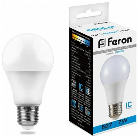 7W 230V E27 6400K A60, LB-91 Feron - КОЛОРЛОН ВТД Новосибирск