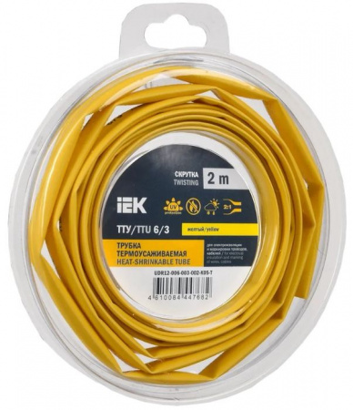Трубка ТУТ нг-LS 6/3 желтая (2м) IEK - КОЛОРЛОН ВТД Новосибирск