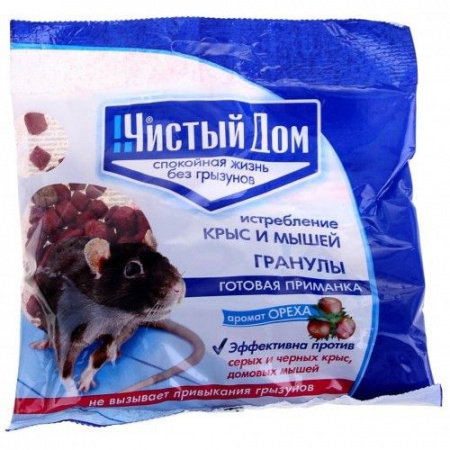 Гранулы от грызунов с орехом 100гр ЧИСТЫЙ ДОМ - КОЛОРЛОН ВТД Новосибирск