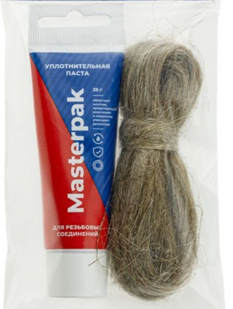 Комплект паста уплотнительная (вода, пар, 25 г) Masterpak + лён, MP, туба - КОЛОРЛОН ВТД Новосибирск