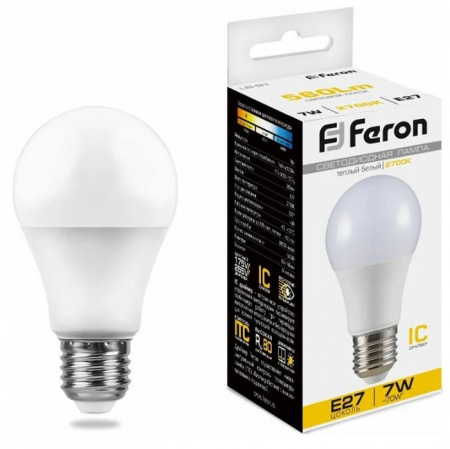 7W 230V E27 2700K A60, LB-91 Feron - КОЛОРЛОН ВТД Новосибирск