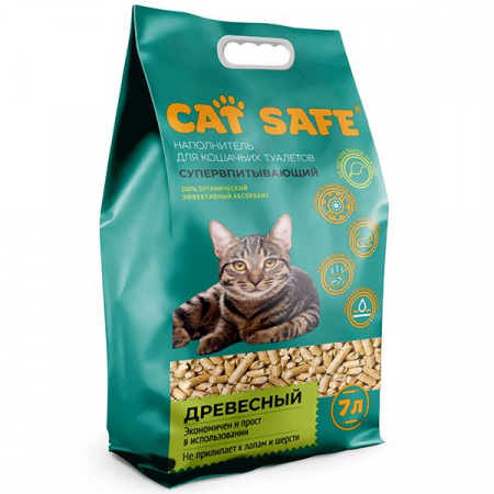 Cat safe наполнитель Древесный 7 л - КОЛОРЛОН ВТД Новосибирск
