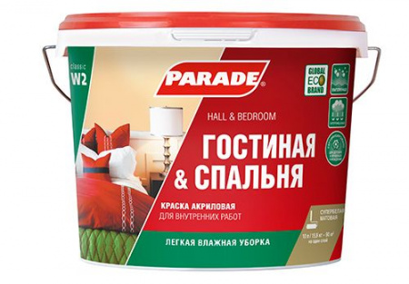 Краска акрил. PARADE W2 Гостиная & Спальня Бел. мат. 5л Россия - КОЛОРЛОН ВТД Новосибирск