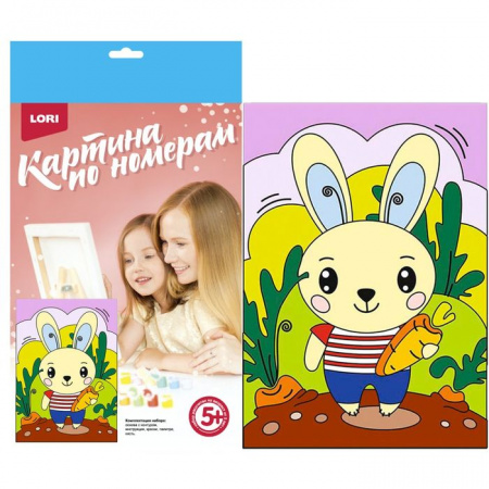 Ркн-007 Картина по номерам для малышей "Зайчик с морковкой" - КОЛОРЛОН ВТД Новосибирск