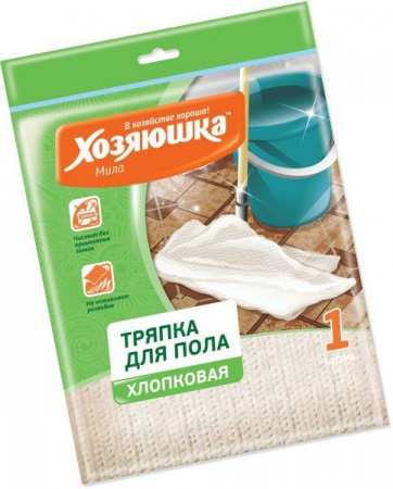 Тряпка для пола "ХОЗЯЮШКА" хлопок белая 80*100см 1шт., Т-03 - КОЛОРЛОН ВТД Новосибирск