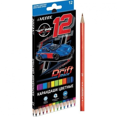 *Карандаши 12цв. deVENTE "Racing" 5022320 2М шестигр.,к/к - КОЛОРЛОН ВТД Новосибирск