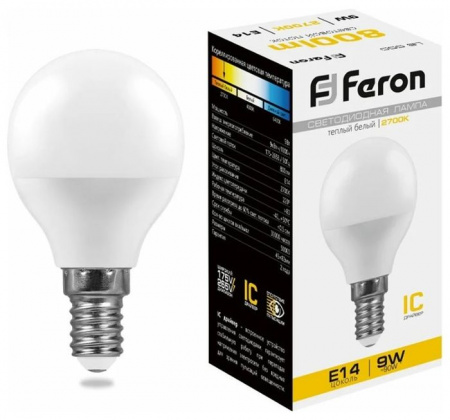 9W 230V E14 2700K G45, LB-550 Feron - КОЛОРЛОН ВТД Новосибирск