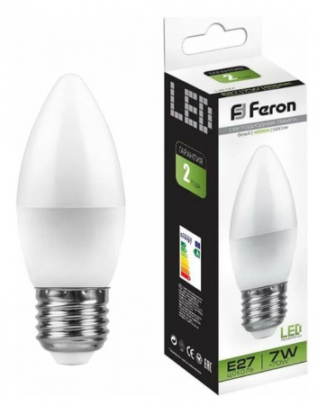 7W 230V E27 4000K C37, LB-97 Feron - КОЛОРЛОН ВТД Новосибирск