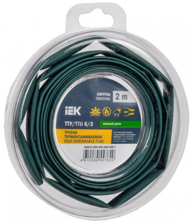 Трубка ТУТ нг-LS 6/3 зеленая (2м) IEK - КОЛОРЛОН ВТД Новосибирск