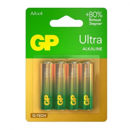 Алкалиновые батарейки GP Ultra Alkaline G-Tech 15А AA - 4 шт. - КОЛОРЛОН ВТД Новосибирск
