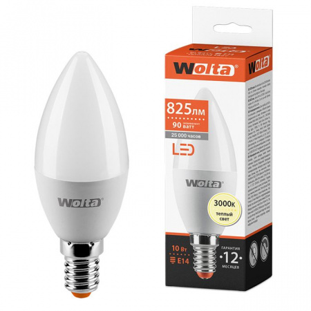 10W Led Wolta C37 Е14 3000К - КОЛОРЛОН ВТД Новосибирск