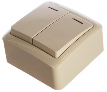 751-0300-112 VIOLA Выключатель 2 кл. с подсв. крем - КОЛОРЛОН ВТД Новосибирск