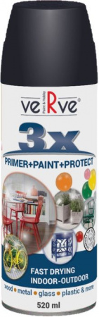 Эмаль VERVE 3X 889-9004 черная матовая RAL9004,акриловая спрей 520мл - КОЛОРЛОН ВТД Новосибирск