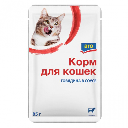 85Г ВЛАЖНЫЙ КОРМ АRO ДЛЯ КОШЕК ГОВЯДИНА В СОУСЕ  118706 - КОЛОРЛОН ВТД Новосибирск
