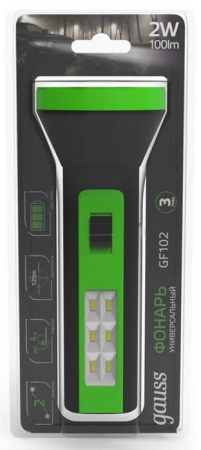 Фонарь ручной Gauss модель GFL102 2W 100lm lead acid 250mAh LED - КОЛОРЛОН ВТД Новосибирск