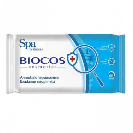 BioCos Влажные салфетки антибактериальные уп. 60 шт - КОЛОРЛОН ВТД Новосибирск